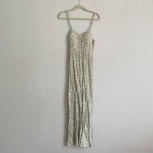 Floor length green floral sundress